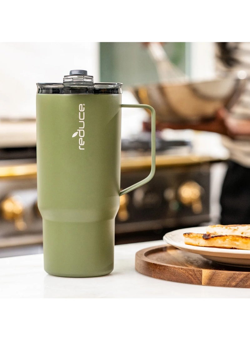 Reduce Hot1 Vacuum Insulated Mug 700ml With Adjuastable Flow Lids | For Cold & Hot Beverage | Green + Pink | Pack Of 2 - Image 2