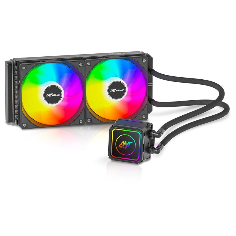 Ant Value AV240 240mm CPU Liquid Cooler/AIO - Black | Static RGB| Support Intel - LGA115X/1200/1700/1851/1366/2011/2066, AMD - FM1/FM2/AM2//AM2+/AM3/AM3+/AM4/AM5 - Image 1