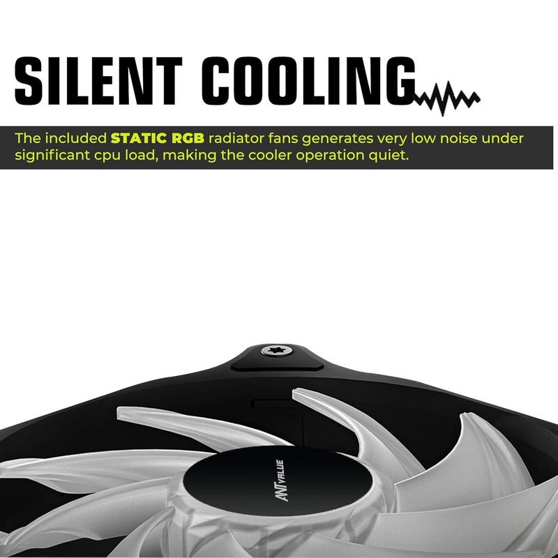 Ant Value AV240 240mm CPU Liquid Cooler/AIO - Black | Static RGB| Support Intel - LGA115X/1200/1700/1851/1366/2011/2066, AMD - FM1/FM2/AM2//AM2+/AM3/AM3+/AM4/AM5 - Image 5