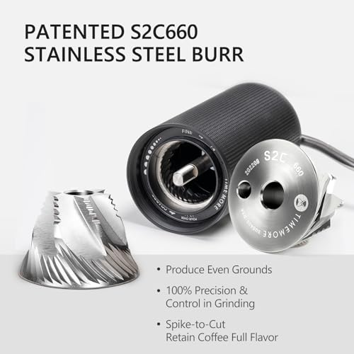 TIMEMORE مطحنة قهوة يدوية TIMEMORE Chestnut C3S، مطحنة قهوة مخروطية من الفولاذ المقاوم للصدأ S2C، مطحنة قهوة يدوية، إعداد طحن قابل للتعديل للسفر/التخييم/المنزل، أسود - Image 3