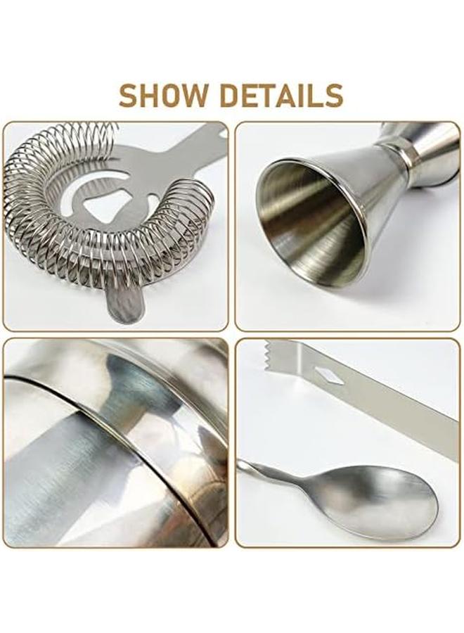 سكاي تاتش مجموعة أدوات بار مكونة من 11 قطعة مع حامل أنيق من الخيزران ومجموعة أدوات السقاة المنزلية المثالية ومجموعة شيكر كوكتيل مارتيني للحصول على تجربة رائعة لخلط المشروبات، بالإضافة إلى وصفات حصرية - Image 3