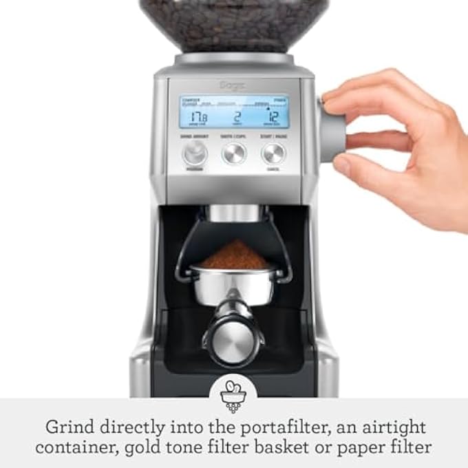 سيج مطحنة القهوة Smart Grinder Pro Conical Burr مع 60 إعداد طحن أوتوماتيكي قابل للبرمجة من الفولاذ المقاوم للصدأ المصنوع من الفولاذ المقاوم للصدأ في UAE إصدار لمدة سنتين ضمان الشركة المصنعة - Image 5