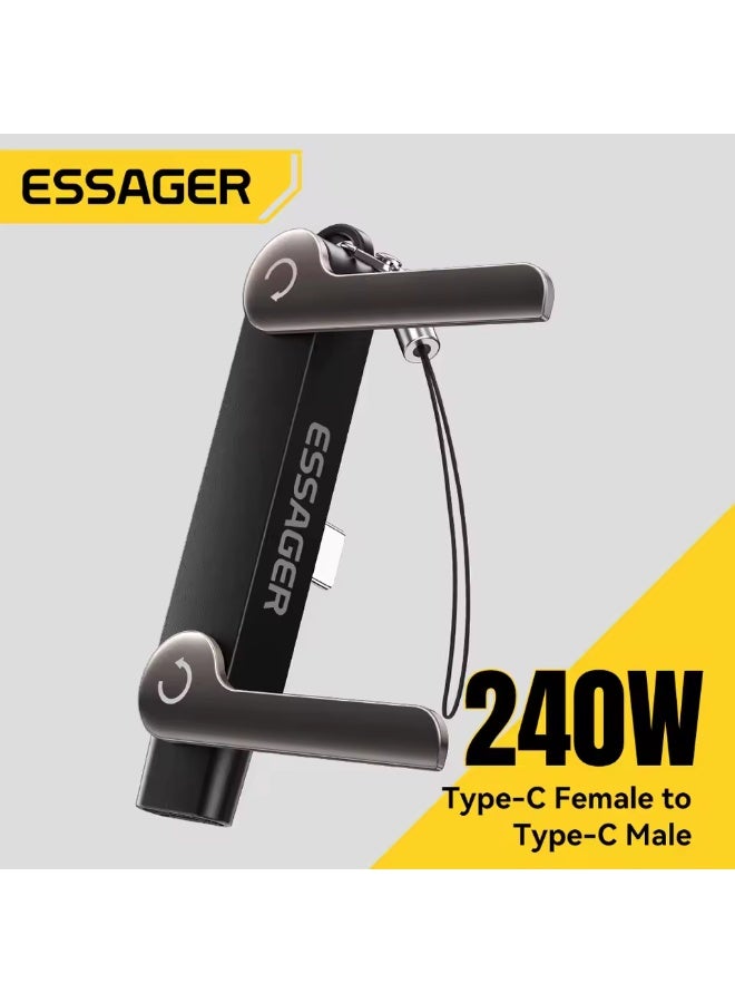 Essager 240W Type C Adapter 90 Degree Foldable OTG Adapter Type C Female to Type-c Male Converter - Image 1