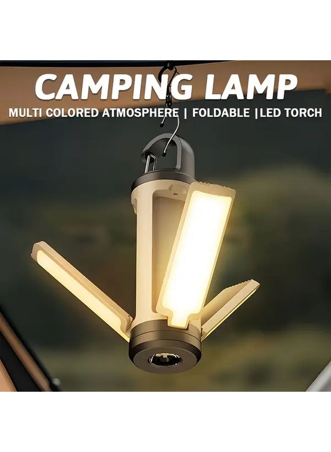 Foldable Camping Light USB Rechargeable Adjustable Angle 450 Lumens With Hook And Battery Display - Image 1