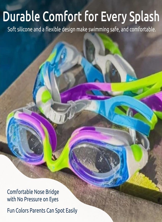 Oceanic Kids Swim Goggles 3 Pack, Youth Swimming Goggles Ages 4-14, Anti-Fog & UV 400, Leak-Proof Soft Silicone Seal, Wide-View Lenses, Easy-Adjust Side Buckles - Image 5