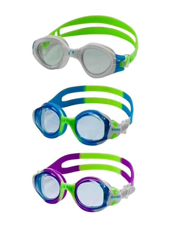 Oceanic Kids Swim Goggles 3 Pack, Youth Swimming Goggles Ages 4-14, Anti-Fog & UV 400, Leak-Proof Soft Silicone Seal, Wide-View Lenses, Easy-Adjust Side Buckles - Image 1