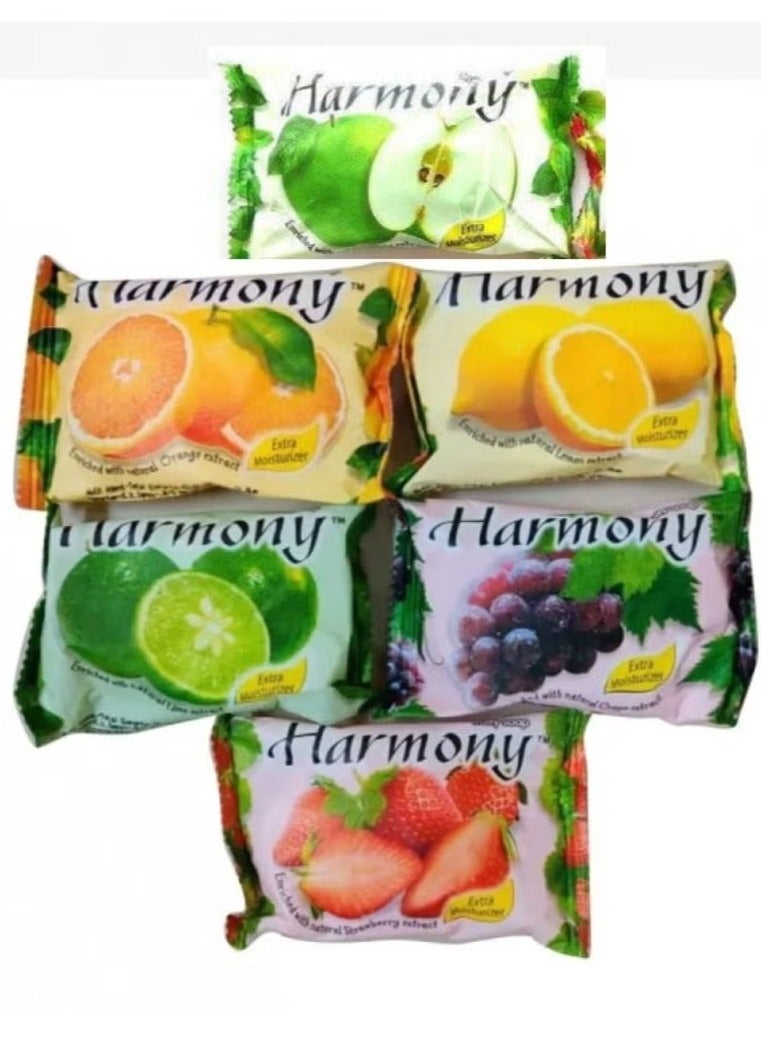 Harmony Set of 6 Pieces Extra Moisturizing Fruity Soap Multicolour 6x75 gm - Image 1