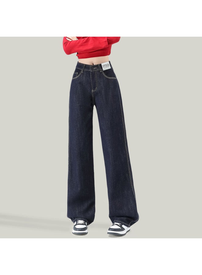 EPTISON Classic Denim Jeans For Women 2025 Summer Retro Versatile Slimming Loose Straight Wide-leg Pants - Image 3