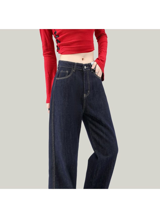 EPTISON Classic Denim Jeans For Women 2025 Summer Retro Versatile Slimming Loose Straight Wide-leg Pants - Image 5