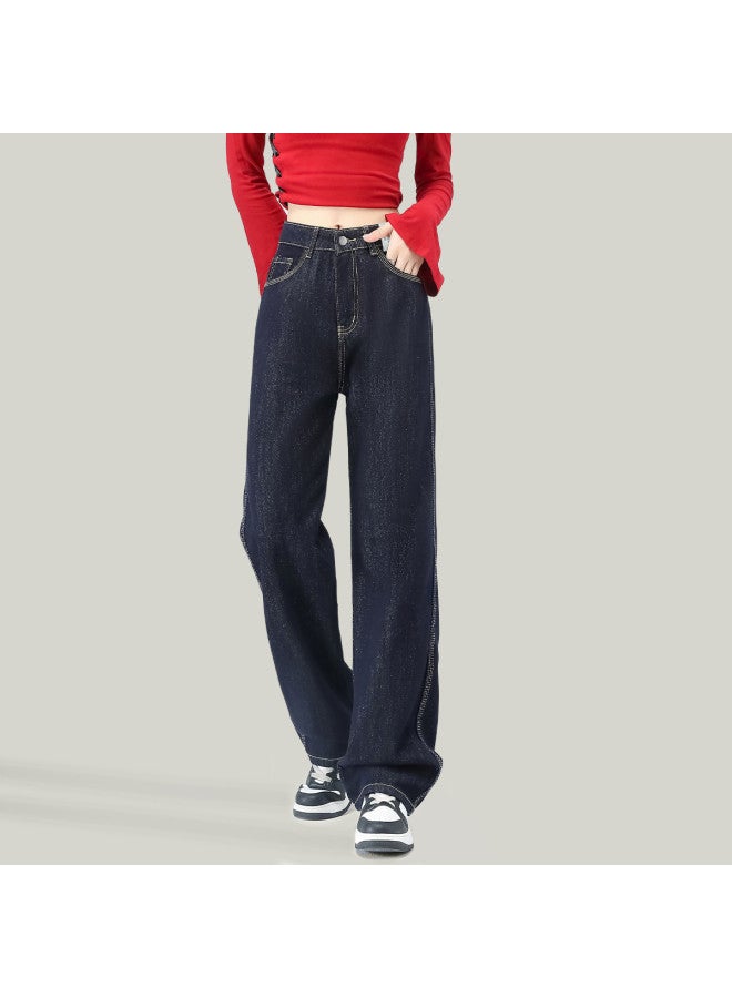 EPTISON Classic Denim Jeans For Women 2025 Summer Retro Versatile Slimming Loose Straight Wide-leg Pants - Image 4
