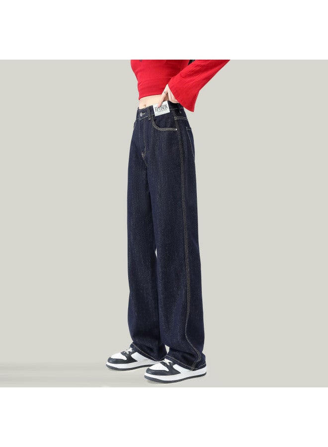 EPTISON Classic Denim Jeans For Women 2025 Summer Retro Versatile Slimming Loose Straight Wide-leg Pants - Image 2