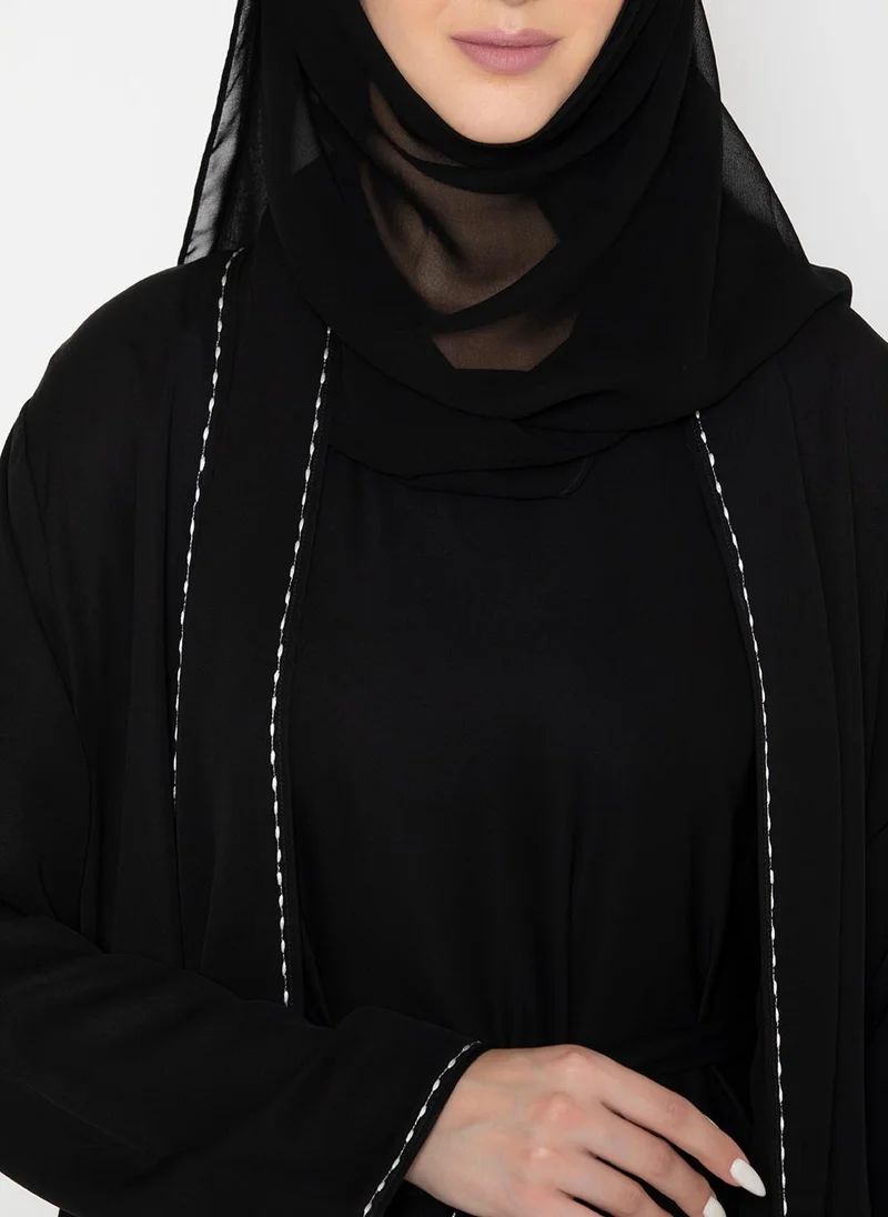 ZERESOUQ Embroidered Rice Stich Abaya