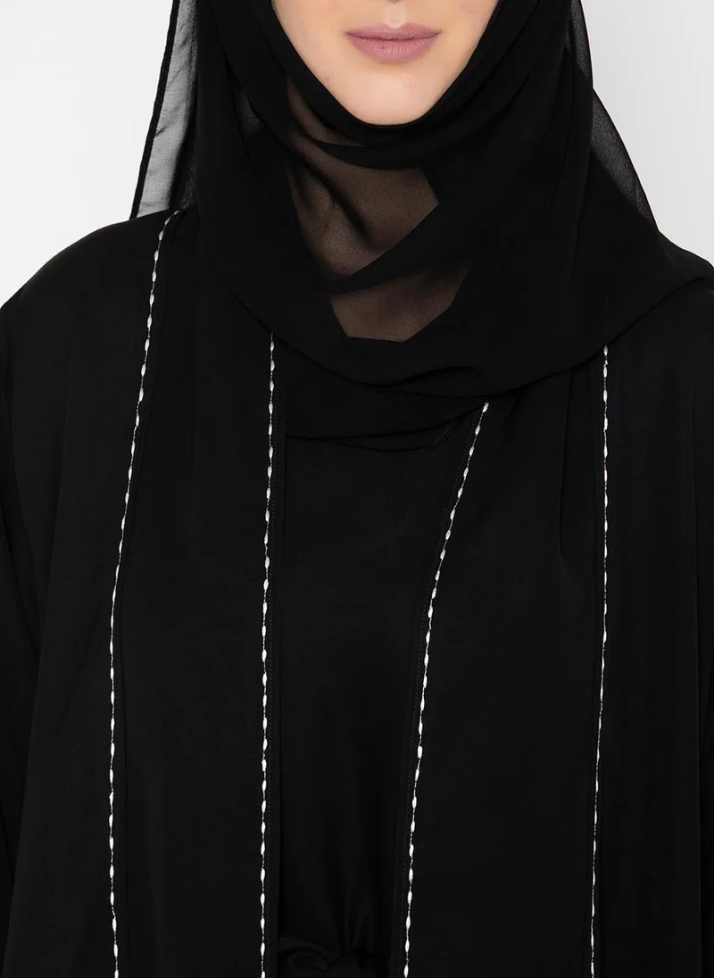 ZERESOUQ Embroidered Rice Stich Abaya