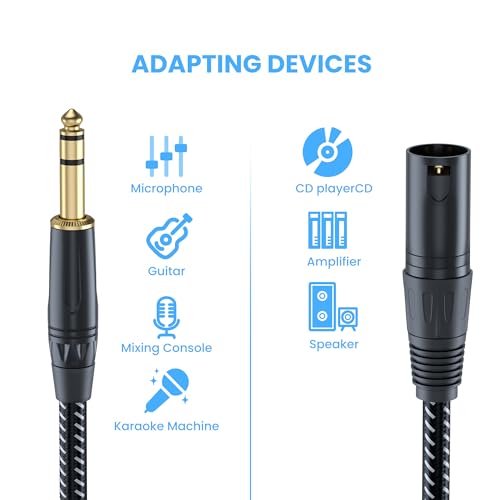 BlueRigger Premium XLR Pro Female to 6.35mm 1/4 TRS (32.8 Feet/10 Meters) Noise Free and Long-Lasting Cable for Microphone, AMP, Mixer, Studio Monitor - Image 3