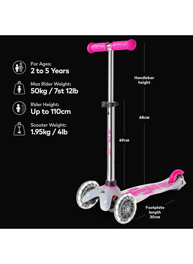 Micro Scooters - Mini Deluxe Flux Neon Pink with LED Wheels MMD203 |Adjustable Handlebar |3 Wheels |Max Load 50KG | Scooter for Kids | Kids Scooter|Scooter with LED Wheels|Scooter for Kids 2-5 Years - Image 2