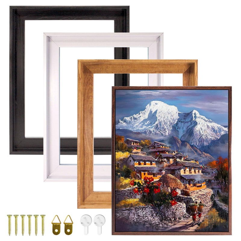 Texas Art Texas Art Canvas Floater Frame for 1to 125Deep GalleryWrapped Canvas Floating Picture Frame for Oil Paintings Prints and Wall Art PS WoodLook Frames with Hanging Kit 8x10 inch Dark Walnut