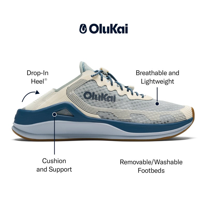 OLUKAI 'Ahi Menâ€™s Performance Marine Shoes, Water-Ready Sneakers with Customized Lacing Fit, Lightweight & Breathable, Enhanced Grip & Traction, 11, Blue Pearl/White - Image 3
