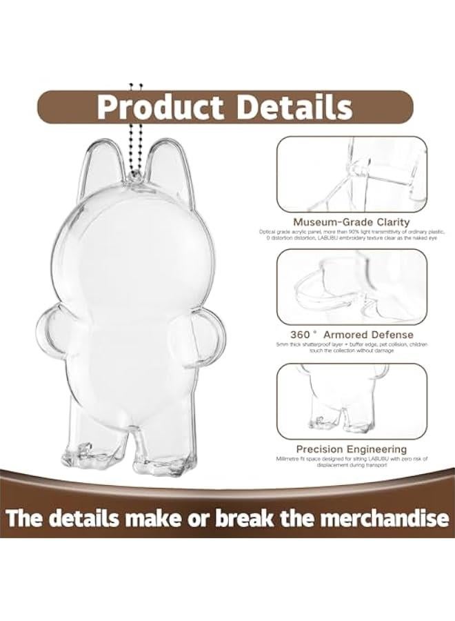 Clear Figure Display Case Compatible with LABUBU Have a Seat Plush Toy, Protective Cover with Keychain,Transparent PVC Bag for Storage(Standing)  - Image 3