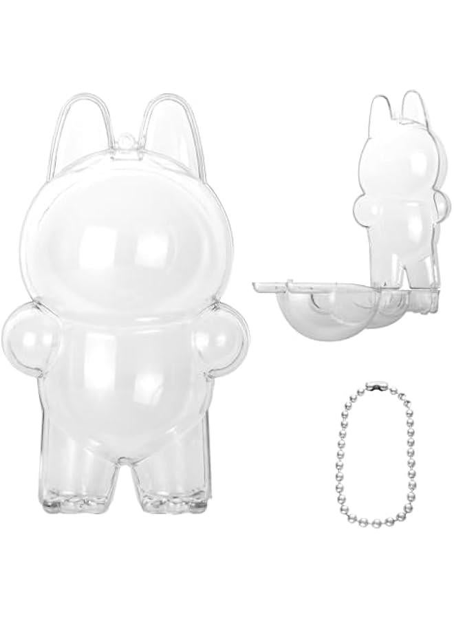Clear Figure Display Case Compatible with LABUBU Have a Seat Plush Toy, Protective Cover with Keychain,Transparent PVC Bag for Storage(Standing)  - Image 1
