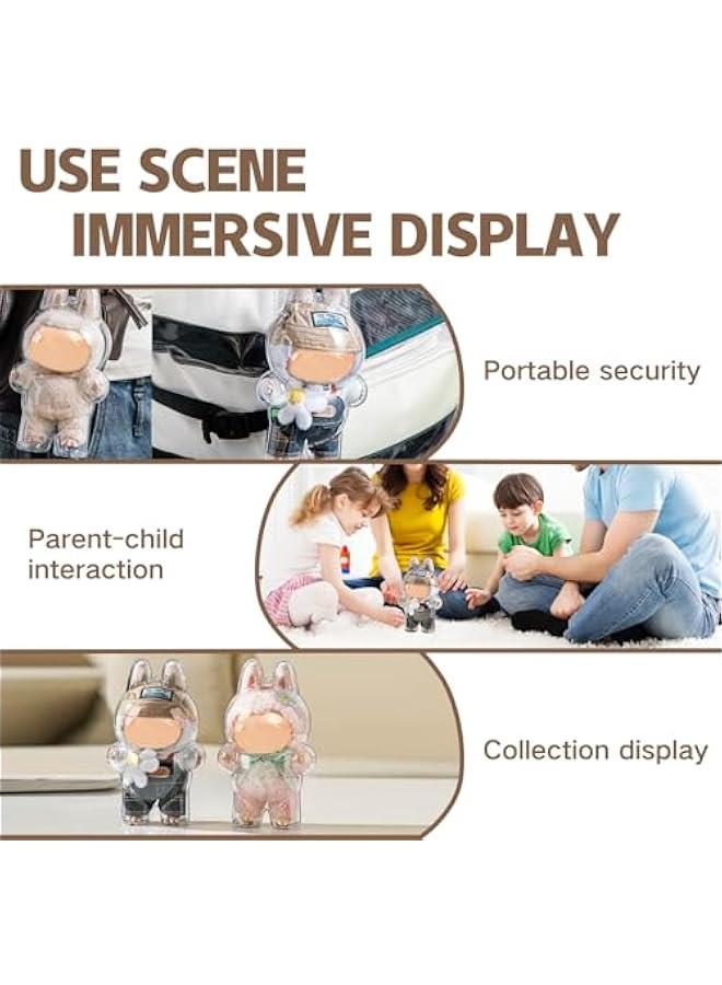 Clear Figure Display Case Compatible with LABUBU Have a Seat Plush Toy, Protective Cover with Keychain,Transparent PVC Bag for Storage(Standing)  - Image 4