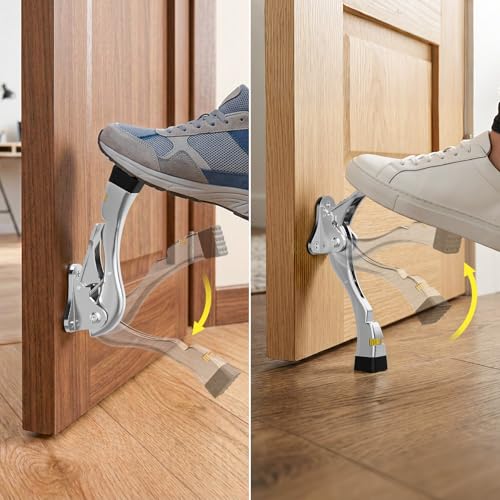 Gotega Door Stopper 2 Pack Kickdown Door Stop for Bottom of Door Adjustable Height and Rubber Tip 4 Inches Heavy Duty Door Stops Kickdown Doorstopper Door Holder Chrome - Image 3