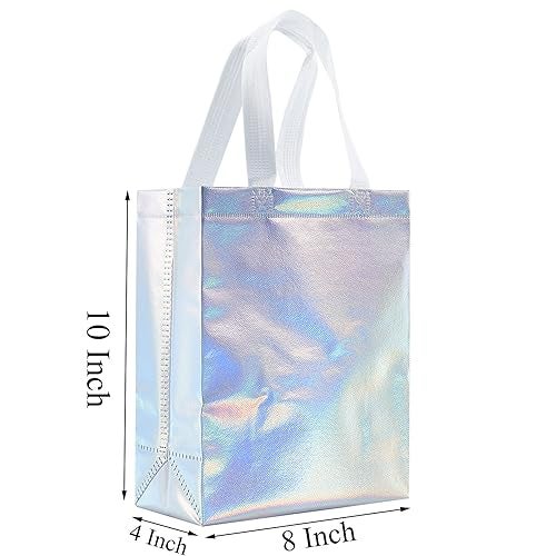 Tendwarm 12 Pcs 8x4x10 Inches Reusable Iridescent Gift Bag Favor Bags for Party Wedding Christmas Medium Size - Image 2