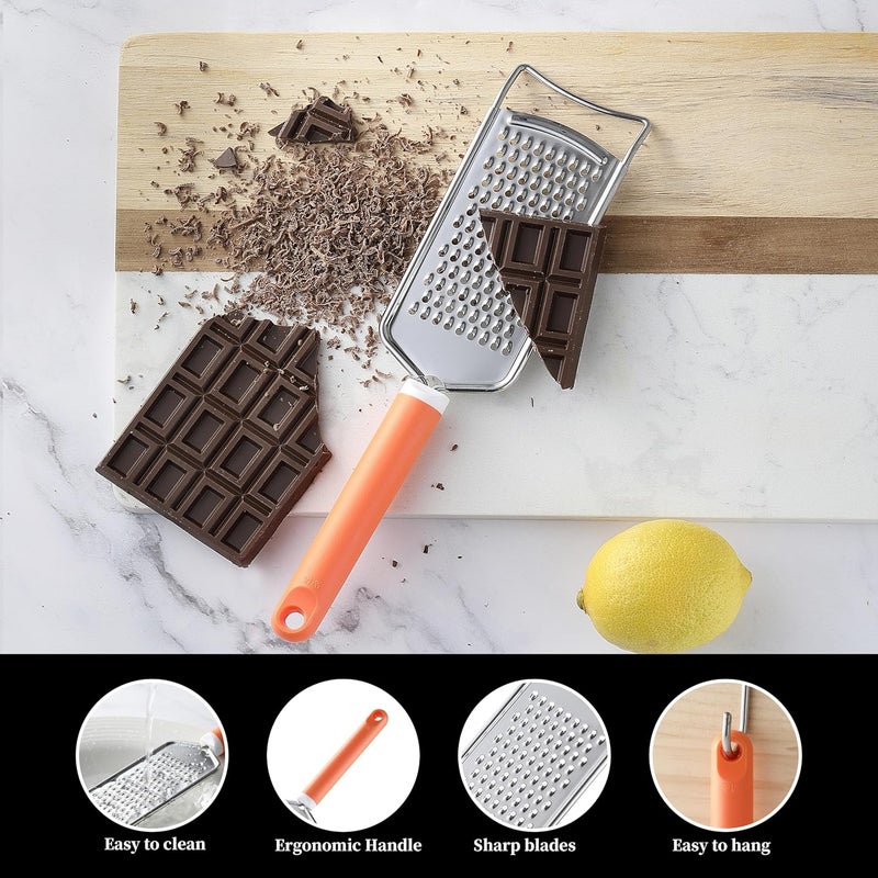 VITUER Cheese Grater with Handle, Stainless Steel Graters for Kitchen, Cheese Grater Lemon Zester Handheld, Great for Cheese, Ginger, Chocolate, Spices and More, Dishwasher Safe - Image 3