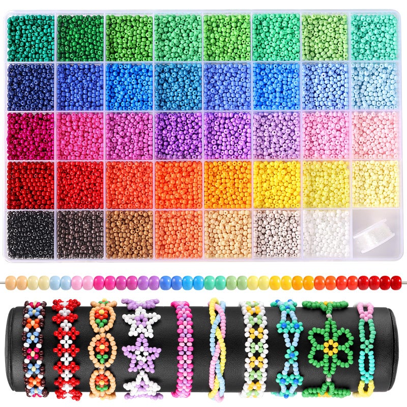 Funtopia 3mm Seed Beads Uniform, 39 Colors 8200pcs Small Beads for Jewelry Making, Friendship Bracelet Bead for Girls Adults - Image 1