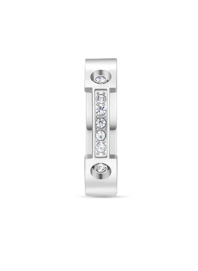 CERRUTI 1881 Bridge Ring in Stainless Steel with Crystals, Size 54