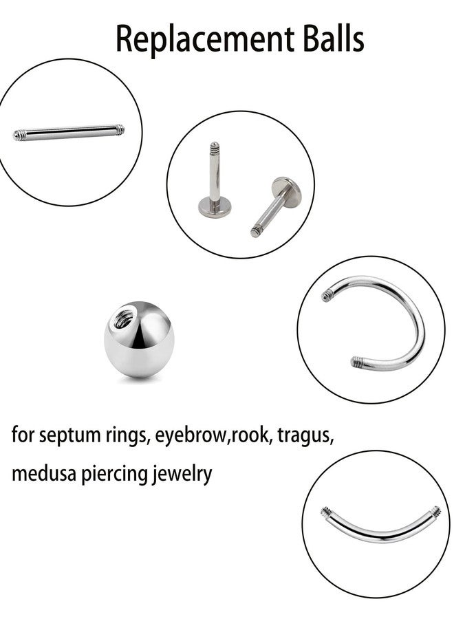 TKWXE Piercing Balls Replacement 16G 3mm Stainless Steel Piercing Ball Grabber Tool for for Septum,Tragus,Cartilage,Helix,Medusa,Eyebrow Piecings,Silver,60 Pieces - Image 2