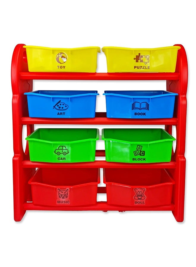 Home Canvas Children Deluxe Multi-Bin Toy Organizer with Storage Bins, Toys Storage Box for Girls, Kids Toy Box Storage (Multicolour)  - Image 1