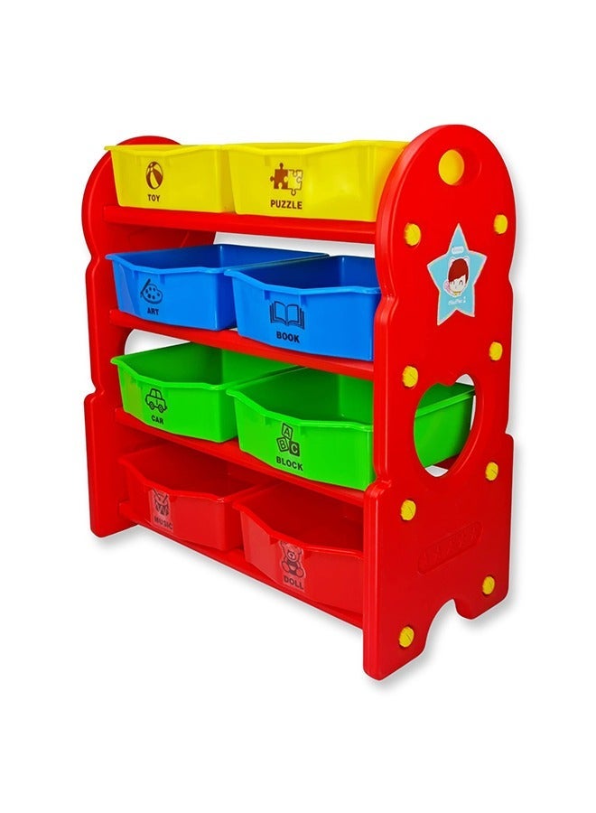 هوم كانافاس Children Deluxe Multi-Bin Toy Organizer with Storage Bins, Toys Storage Box for Girls, Kids Toy Box Storage (Multicolour) - Image 1