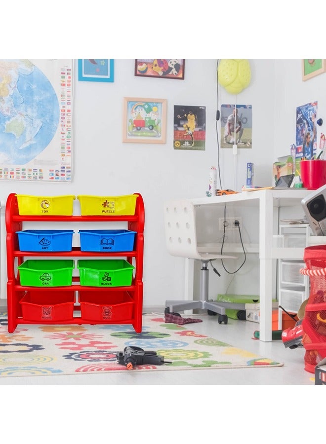 هوم كانافاس Children Deluxe Multi-Bin Toy Organizer with Storage Bins, Toys Storage Box for Girls, Kids Toy Box Storage (Multicolour) - Image 3