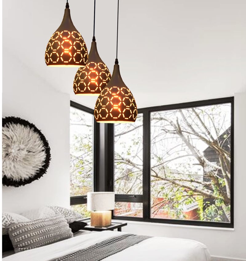 BrightLyt Grey Finish Linear Cluster Hanging Light for Dining Table, Hanging Lamp for Kitchen and Restaurants (Aluminum) - Image 2