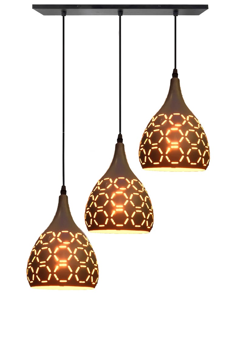 BrightLyt Grey Finish Linear Cluster Hanging Light for Dining Table, Hanging Lamp for Kitchen and Restaurants (Aluminum) - Image 5