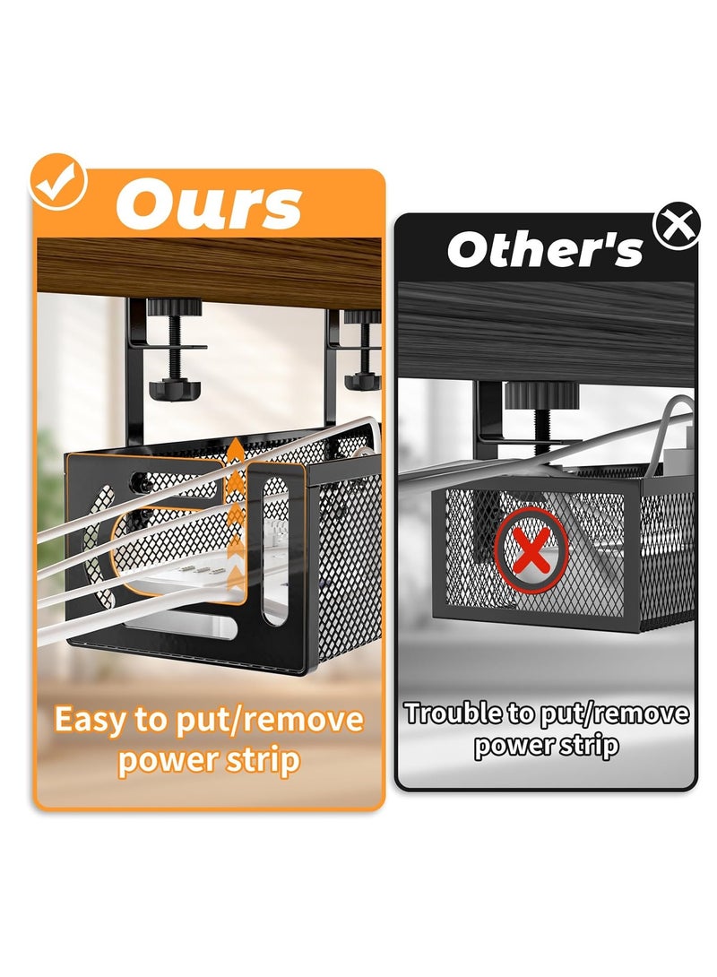 إدارة الكابلات تحت المكتب، منظم الحبل للمكتب، تحت تخزين المكتب للمكتب، المنزل - لا ضرر للمكتب لا حفرة。 - Image 2