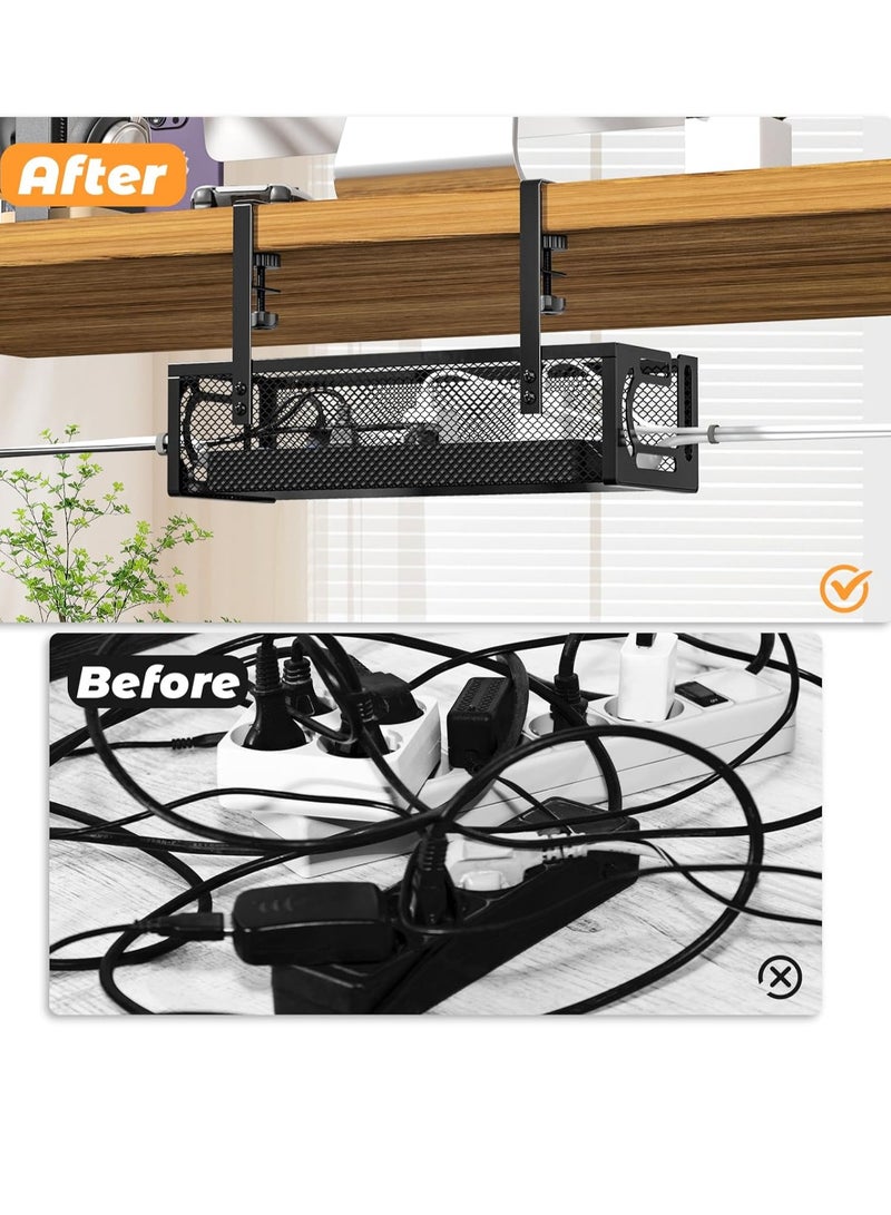 إدارة الكابلات تحت المكتب، منظم الحبل للمكتب، تحت تخزين المكتب للمكتب، المنزل - لا ضرر للمكتب لا حفرة。 - Image 5