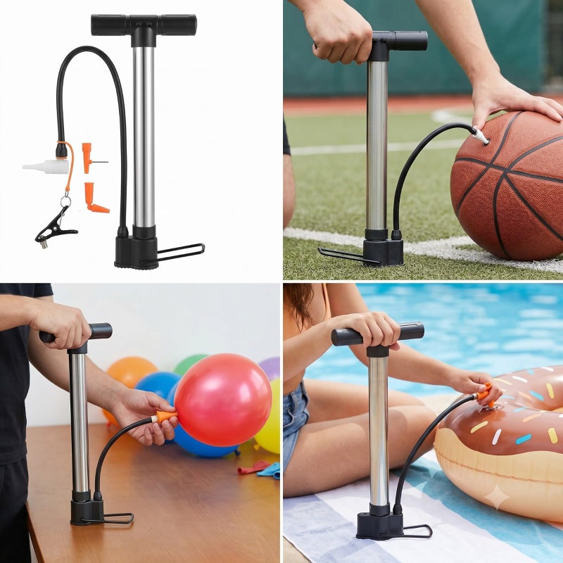 Portable Air Pump for Air Mattresses, Floats, Swimming Toys, Camping Supplies (Silver, Medium) - Image 4