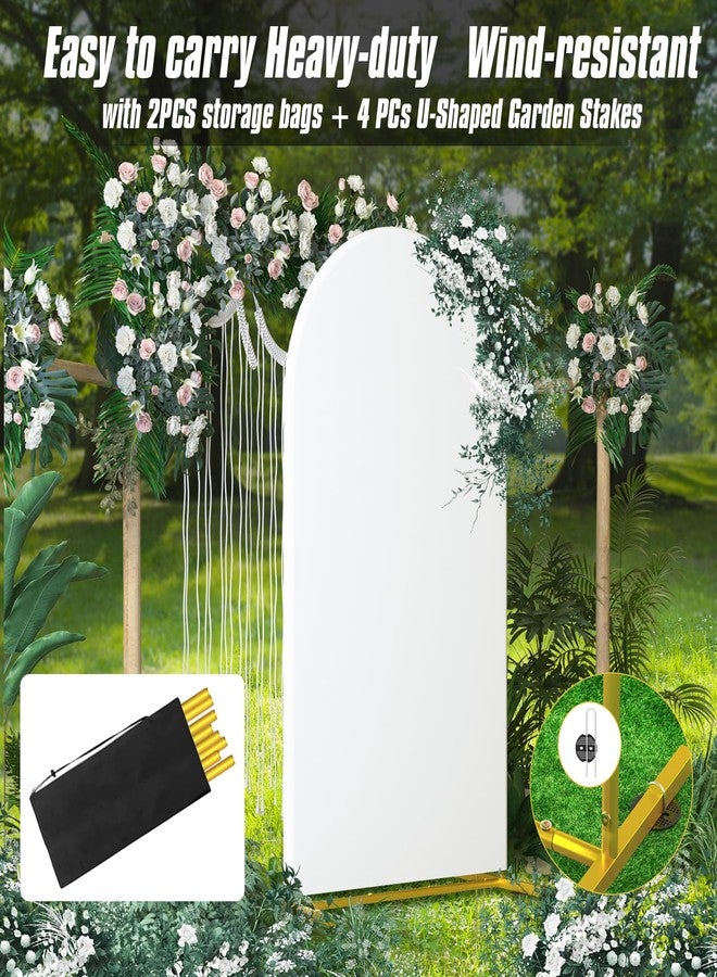 LIFENCE 7.2FT Wedding Arch Backdrop Stand and Cover ,Double-Color Spandex Fitted Arch Covers Round Top Balloon Arched Frame for Wedding/Baby Shower/Birthday/Party/Graduation /Indoor Outdoor Use (White +Ivory - Image 4