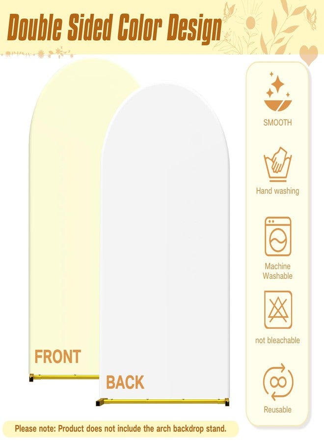 LIFENCE 7.2FT Wedding Arch Backdrop Stand and Cover ,Double-Color Spandex Fitted Arch Covers Round Top Balloon Arched Frame for Wedding/Baby Shower/Birthday/Party/Graduation /Indoor Outdoor Use (White +Ivory - Image 3