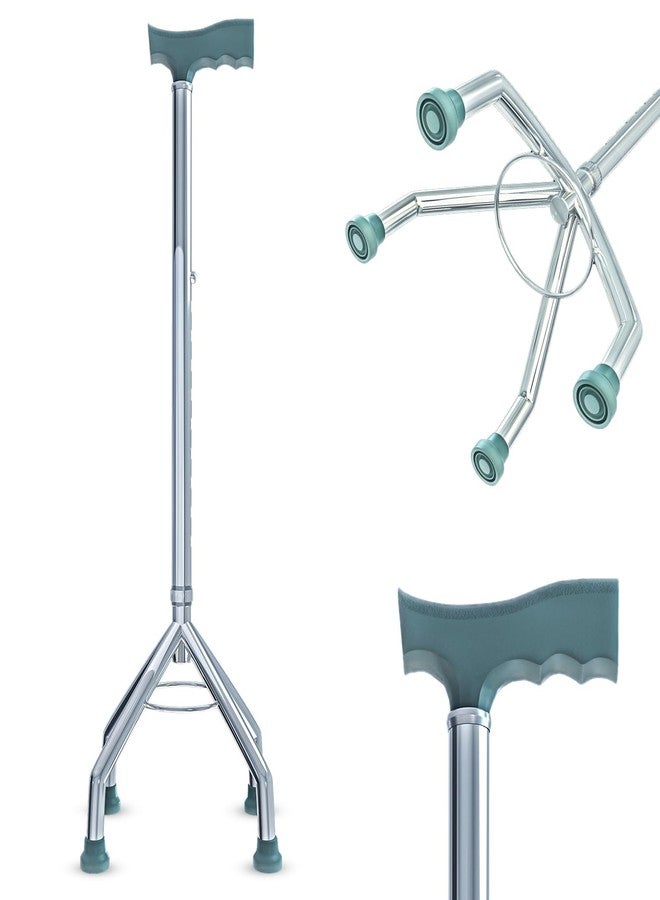 AGEasy (Max Group) Four Leg Walking Stick | Lightweight Walking Support with Adjustable Height & Anti-Slip Handle | Quadbase Walking Cane for Men/Women, Patients, Elderly - Image 1
