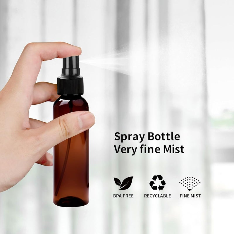 YEUIKERR 36 Pack Amber Plastic Spray Bottles 4 oz Small Spray Bottle Plastic Fine Mist Spray Empty Bottle, Amber 4 oz Spray Bottles Bulk for Travel, Essential Oils - Image 3