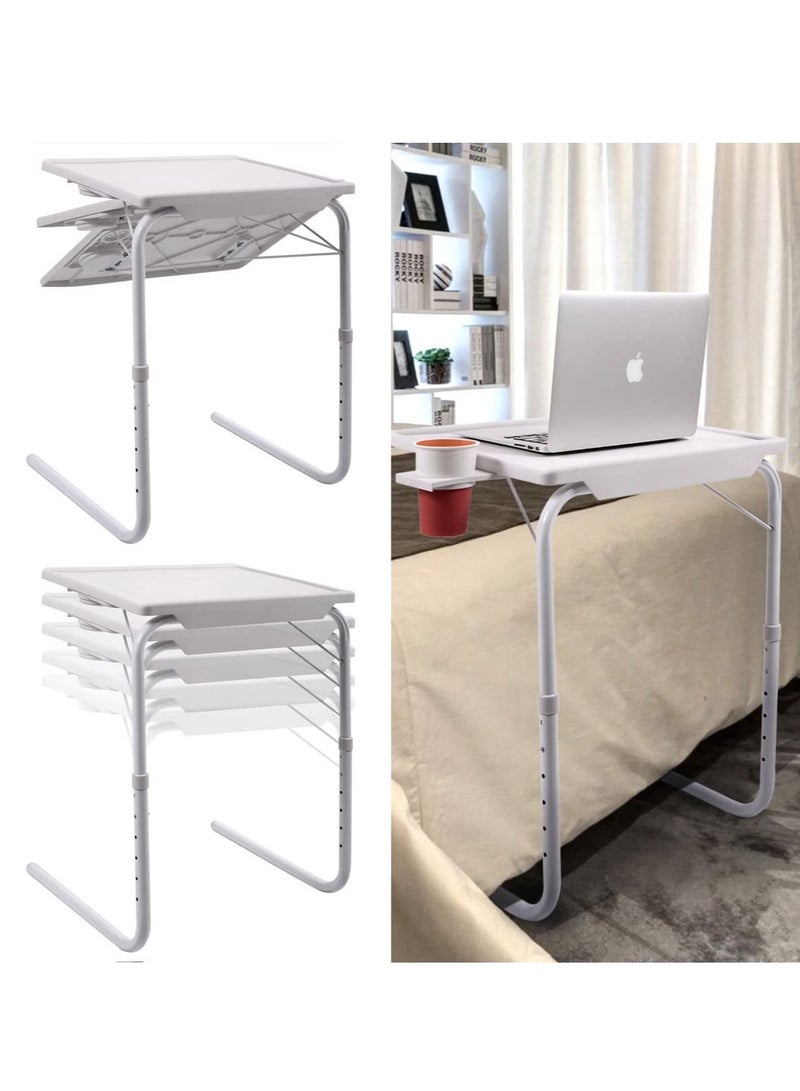 2 PCs Table Mate 2 Smart Folding Table II TV Tray Fold-able Laptop Holder Adjustable Height Cup Tray Desk by Scream Store - Image 1