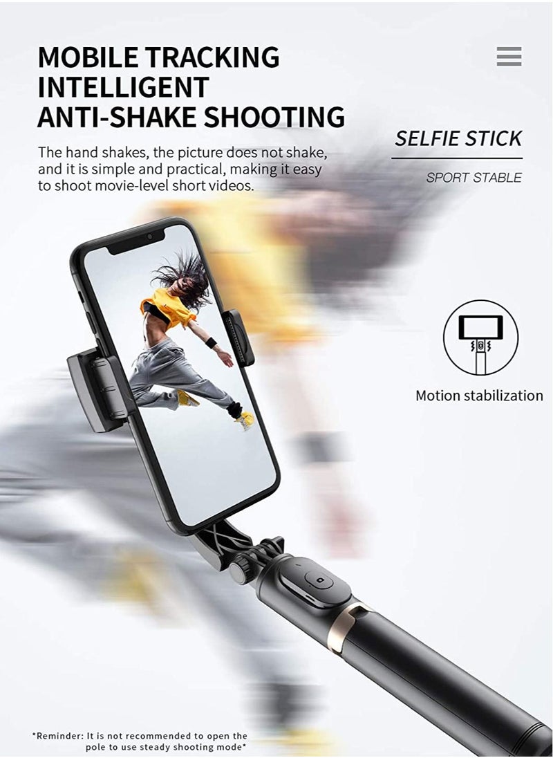 TYCOM - Selfie Stick Gimbal Stabilizer 360° Rotation Tripod with Wireless Remote Portable Phone Holder Auto Balance 1-Axis Gimbal for Smartphones Vlog Youtuber Live Video Record (Q08 Black) - Image 1