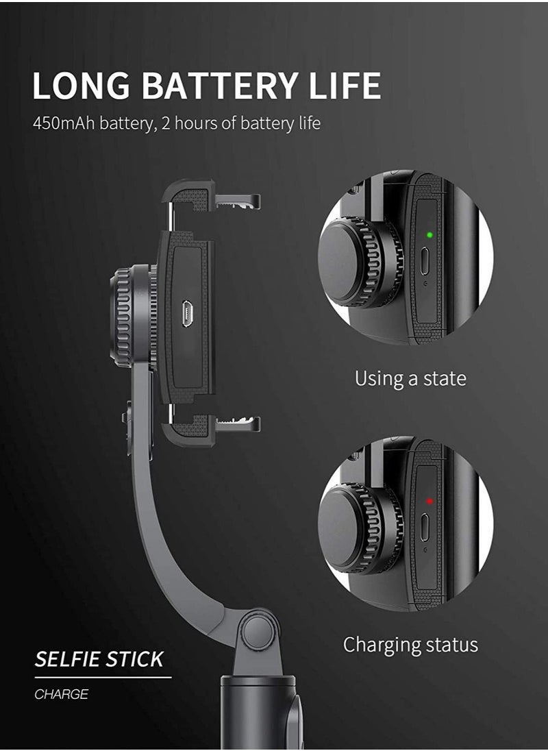 TYCOM - Selfie Stick Gimbal Stabilizer 360° Rotation Tripod with Wireless Remote Portable Phone Holder Auto Balance 1-Axis Gimbal for Smartphones Vlog Youtuber Live Video Record (Q08 Black) - Image 1