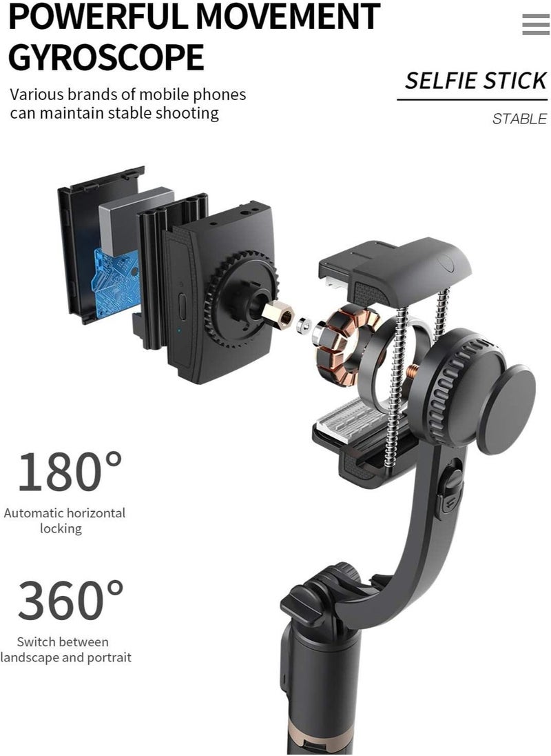 TYCOM - Selfie Stick Gimbal Stabilizer 360° Rotation Tripod with Wireless Remote Portable Phone Holder Auto Balance 1-Axis Gimbal for Smartphones Vlog Youtuber Live Video Record (Q08 Black) - Image 1