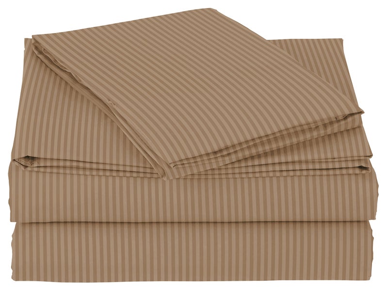 BSB Home Premium Cotton Elastic Fitted Embossed Linen Bedsheets with 2 King Size Pillow Covers|Double Bed with All Around Elastic 210 Tc Supersoft|Size - King Size 72 X 78+10Inches|Beige or Cream - Image 5