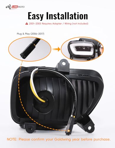 LUXEMOTO LED Turn Signals Rearview Side Mirrors Light for Goldwing GL1800 01-17, Smoked Lens Motocycle Reversing Mirror Lamp with Turn Signals & DRL for Honda Gold Wing GL1800 2001-2017 Accessories - Image 4
