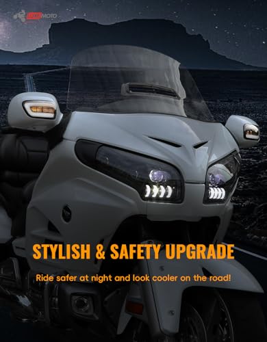 LUXEMOTO LED Turn Signals Rearview Side Mirrors Light for Goldwing GL1800 01-17, Smoked Lens Motocycle Reversing Mirror Lamp with Turn Signals & DRL for Honda Gold Wing GL1800 2001-2017 Accessories - Image 5