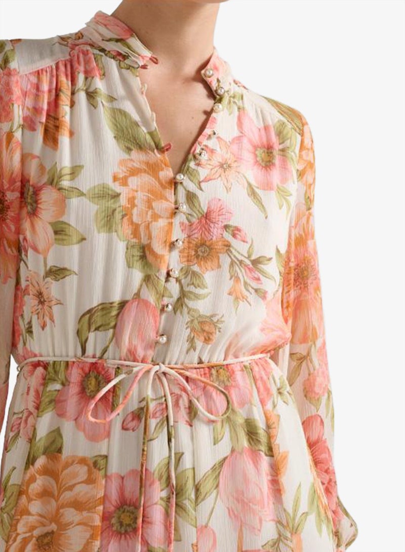 فورايفر نيو فستان قصير بأكمام طويلة وطبعة تينا - Image 4